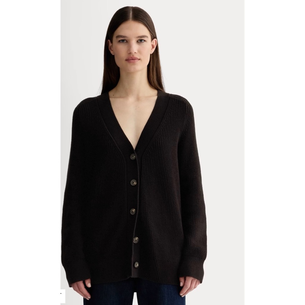 EVERLANE | Black V-Neck Cocoon Style Oversized Cardigan Sweater Sz. Medium